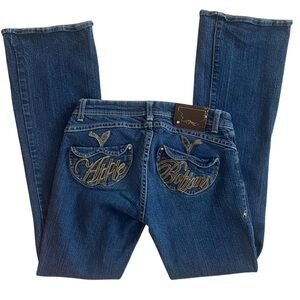 Y2K APPLE BOTTOMS LOW RISE DARK BLUE WASH BOOTCUT JEANS SIZE 7/8